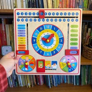 Educational Wooden Calendar and Clock Toy